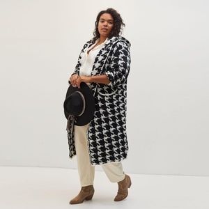 Anthropologie John + Jenn Houndstooth Sweater Coat